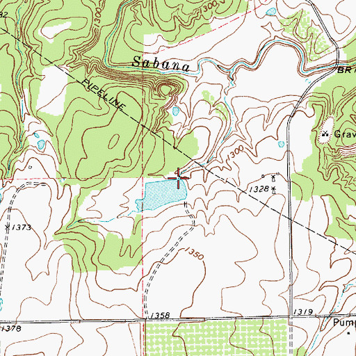 Topographic Map of Davis Lake Dam, TX