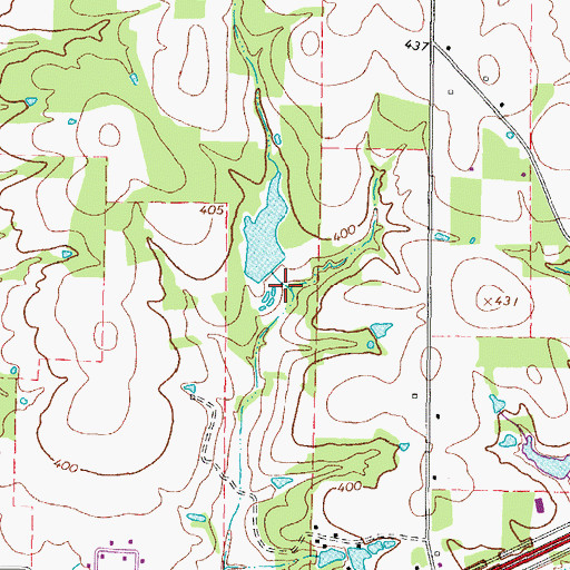 Topographic Map of Melody Lake Dam, TX