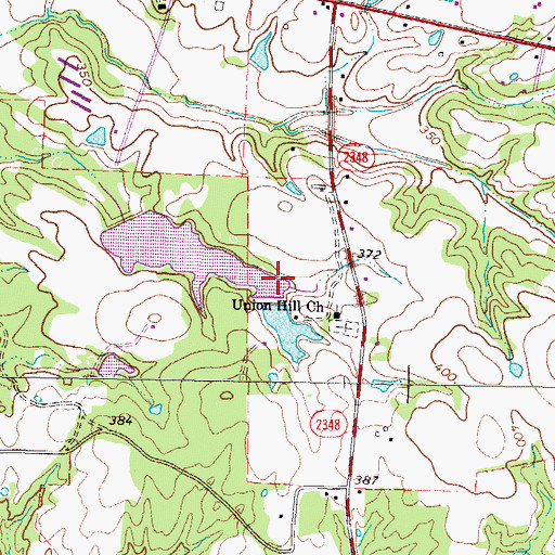 Topographic Map of Stephens Lake Number 2 Dam, TX