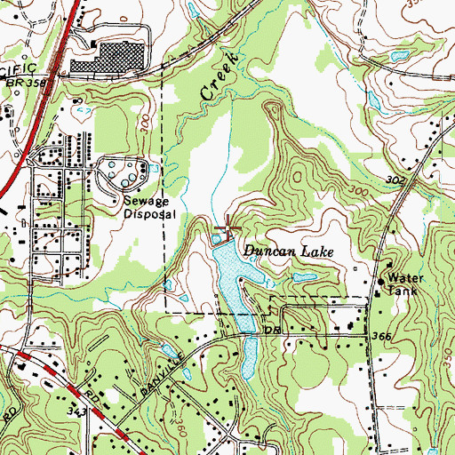 Topographic Map of Duncan Lake Dam, TX