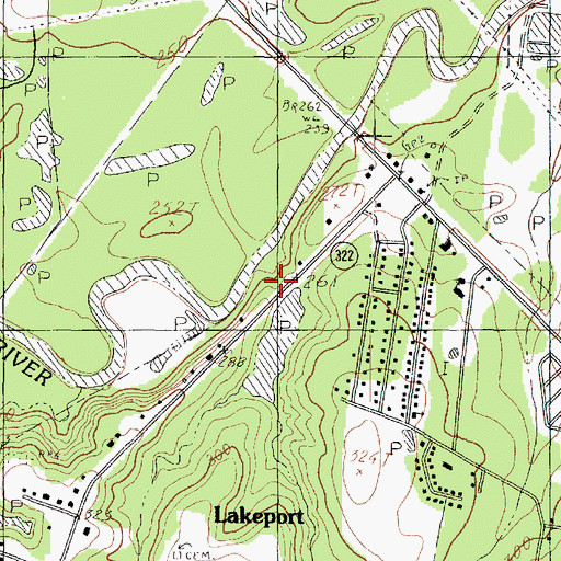 Topographic Map of Mitchell Lake Dam, TX
