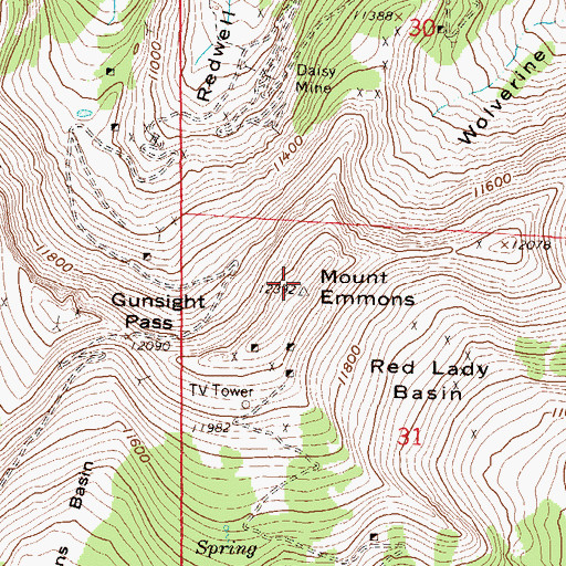 Topographic Map of Mount Emmons, CO