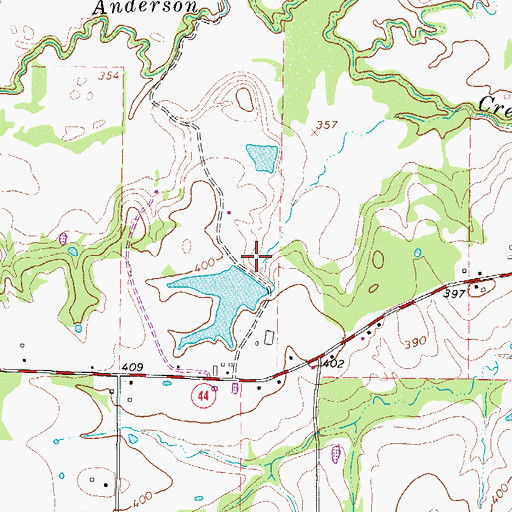 Topographic Map of De Kalb Lake Dam, TX