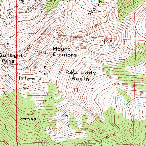 Topographic Map of Red Lady Basin, CO