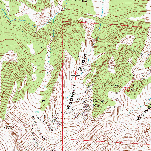 Topographic Map of Redwell Basin, CO