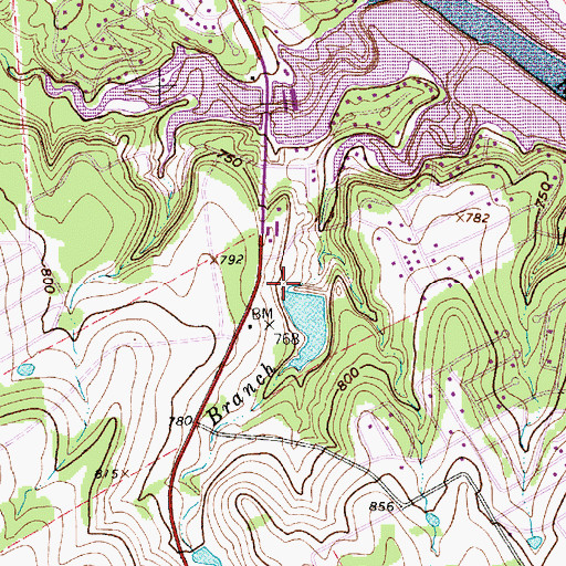 Topographic Map of Bowser Lake Dam, TX