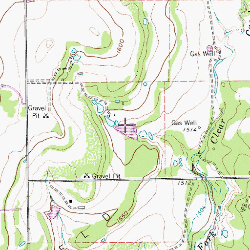 Topographic Map of Owens Lake Dam, TX