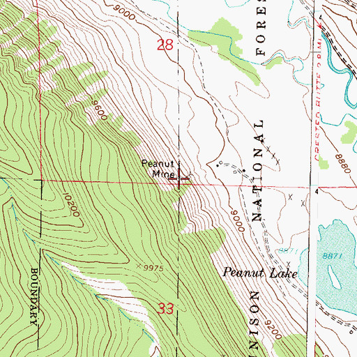 Topographic Map of Peanut Mine, CO