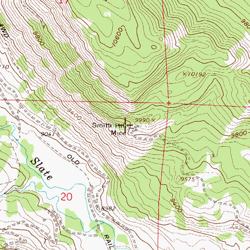 Topographic Map of Smith Hill Mine, CO