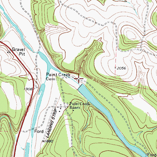 Topographic Map of Paint Creek Ranch Lake Dam, TX