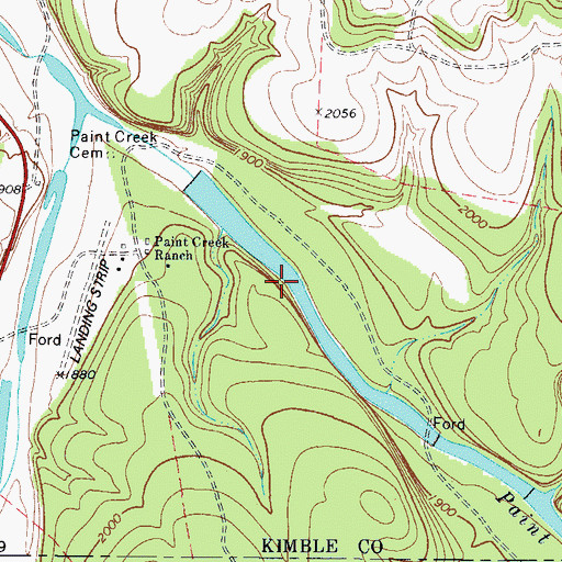 Topographic Map of Paint Creek Ranch Lake, TX