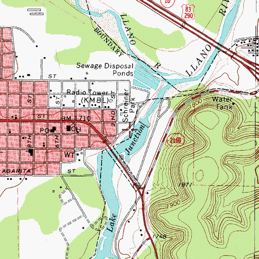 Topographic Map of Lake Junction Dam, TX