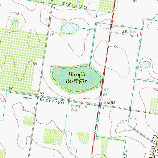 Topographic Map of Hargill Reservoir Levee, TX