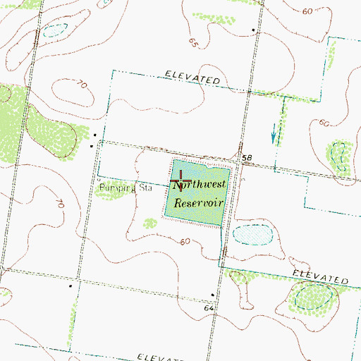Topographic Map of Northwest Reservoir Levee, TX