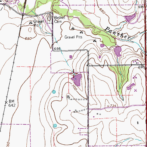 Topographic Map of Vial Lake Dam, TX
