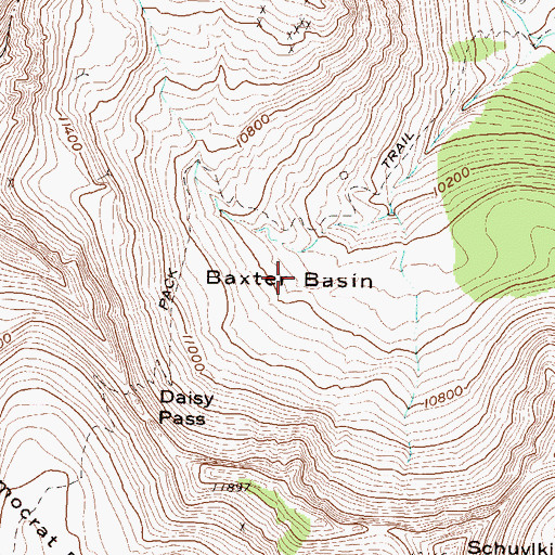 Topographic Map of Baxter Basin, CO