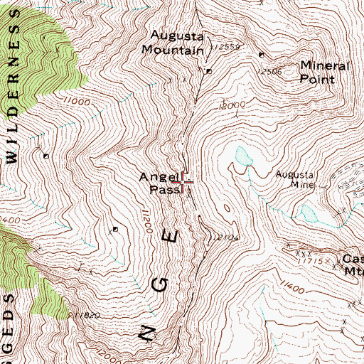 Topographic Map of Angel Pass, CO