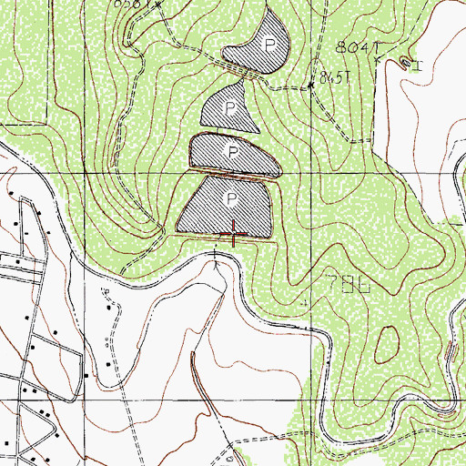 Topographic Map of Old Fish Farm Pond Number 4 Dam, TX