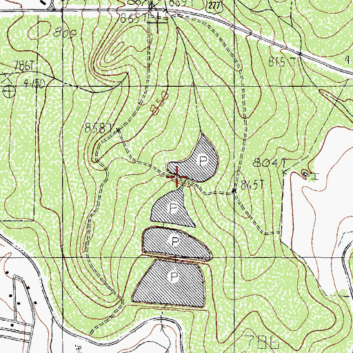 Topographic Map of Old Fish Farm Pond Number 1 Dam, TX