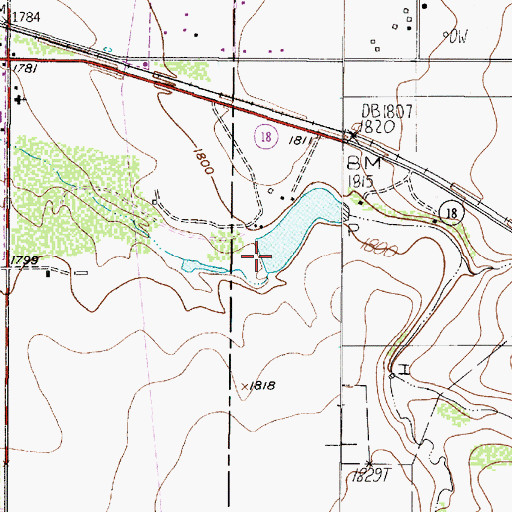 Topographic Map of Henninger Lake Dam, TX
