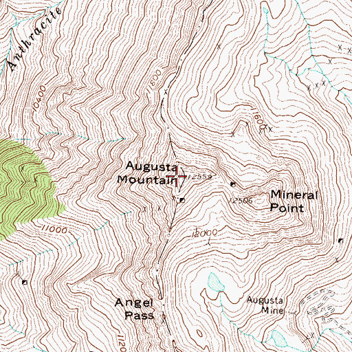 Topographic Map of Augusta Mountain, CO