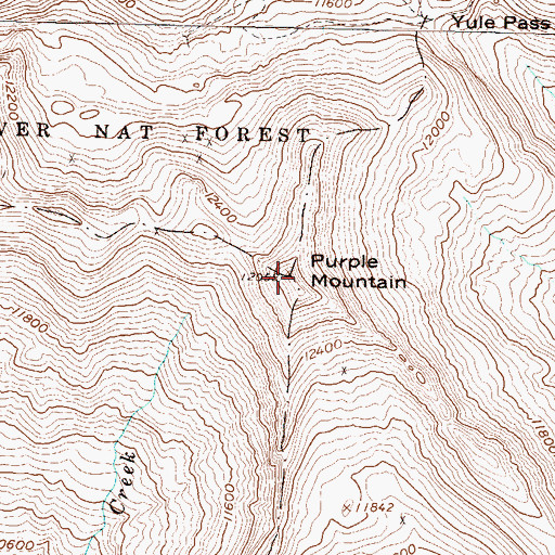 Topographic Map of Purple Mountain, CO