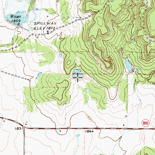 Topographic Map of Texas No Name Number 28 Dam, TX