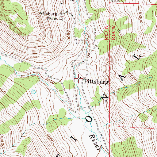 Topographic Map of Pittsburg, CO