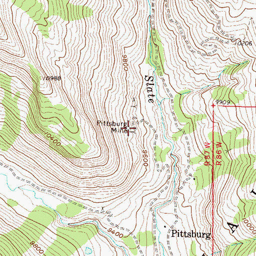 Topographic Map of Pittsburg Mine, CO