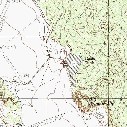 Topographic Map of South Apache Ranch Lake Dam, TX