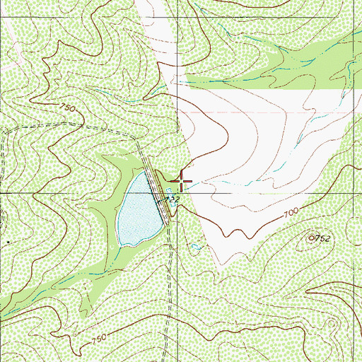 Topographic Map of Hirsch Estate Lake Number 2 Dam, TX