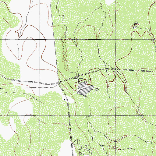 Topographic Map of Tiller Lake Dam, TX