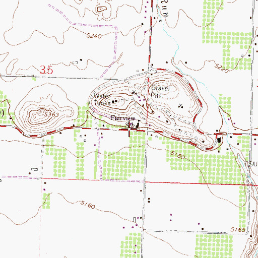 Topographic Map of Fairview School, CO