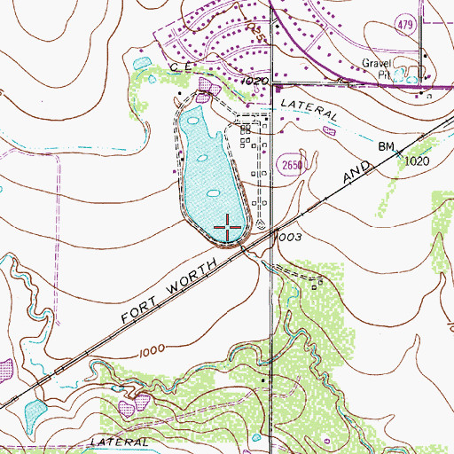 Topographic Map of Kay-Bub Lake Dam, TX