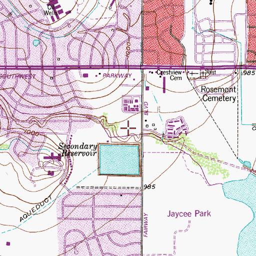 Topographic Map of Secondary Reservoir Levee, TX