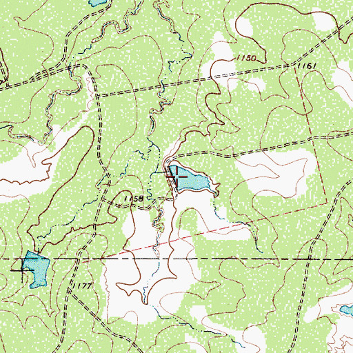 Topographic Map of Waggoner Ranch Lake Number 1, TX