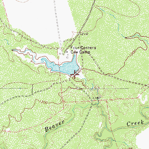 Topographic Map of Four Corners Cow Camp Lake Dam, TX