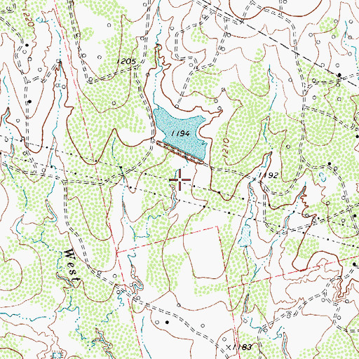 Topographic Map of Waggoner Ranch Lake Number 7, TX