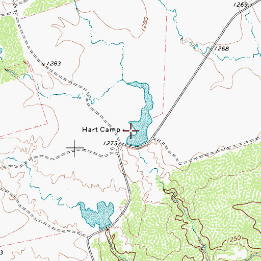 Topographic Map of Hart Camp Lake, TX