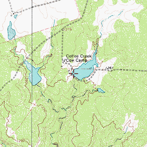 Topographic Map of Coffee Creek Cow Camp Lake Dam, TX