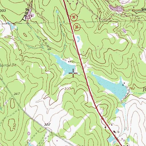 Topographic Map of Mawis Lake Dam, TX