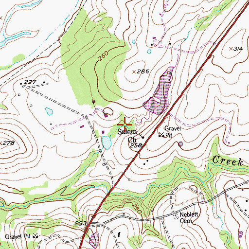 Topographic Map of Prescott Lake Dam, TX