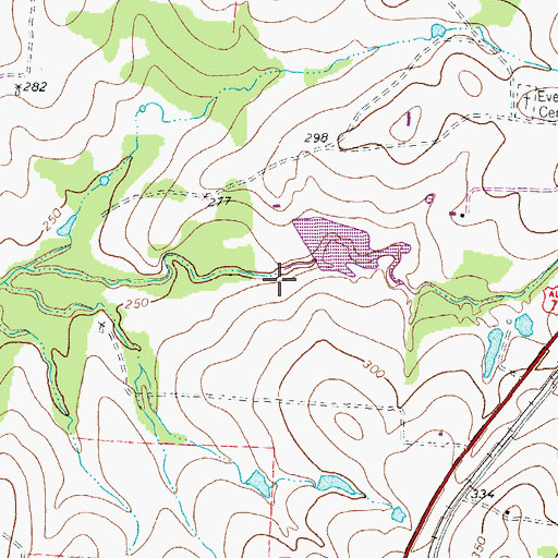 Topographic Map of Flying F Ranch Lake Dam, TX