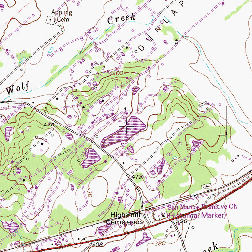 Topographic Map of Carter Lake, TX