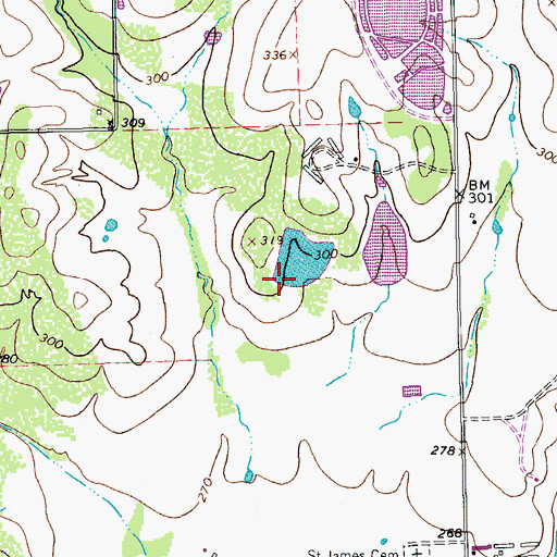 Topographic Map of Kelley Lake Number 1 Dam, TX