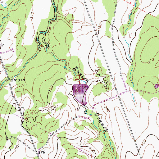 Topographic Map of Kelly Lake Dam, TX