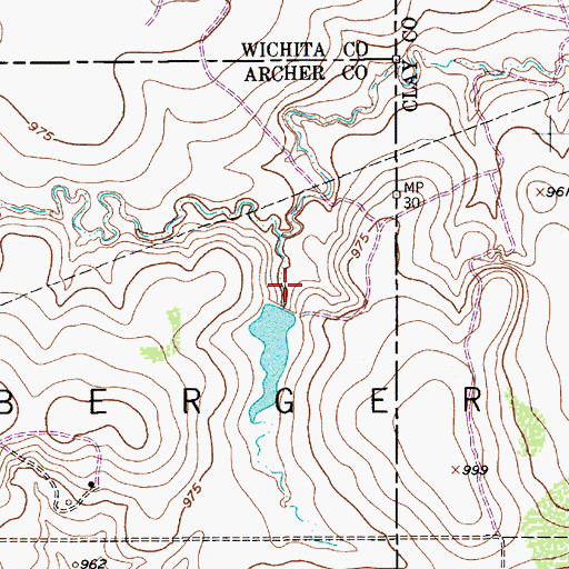 Topographic Map of Lee Lake Dam, TX