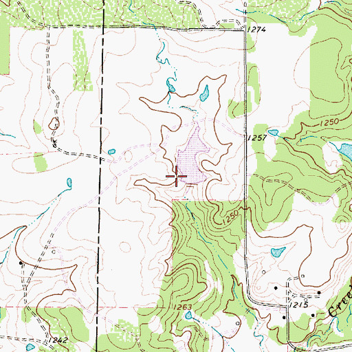 Topographic Map of Bryson Lake Dam, TX
