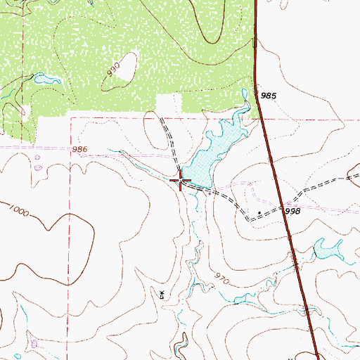 Topographic Map of Medders Lake Dam, TX