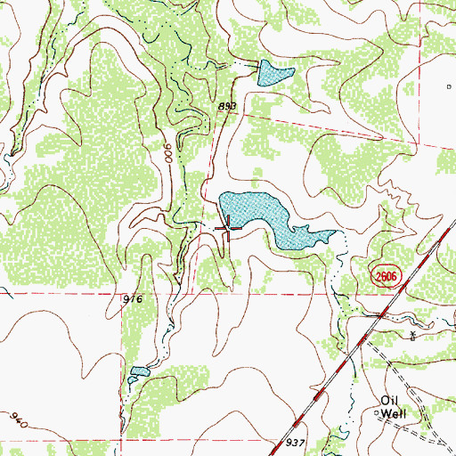 Topographic Map of Whitley Lake Dam, TX